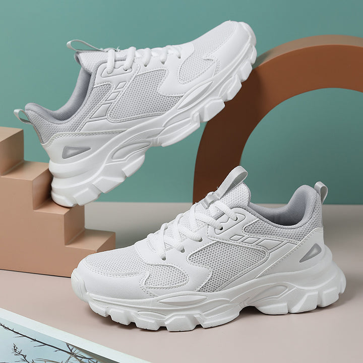 Unisex nan voluminöse Plateau-Sneaker mit atmungsaktivem Mesh, stoßdämpfender Zwischensohle und rutschfester Profilsohle Drune