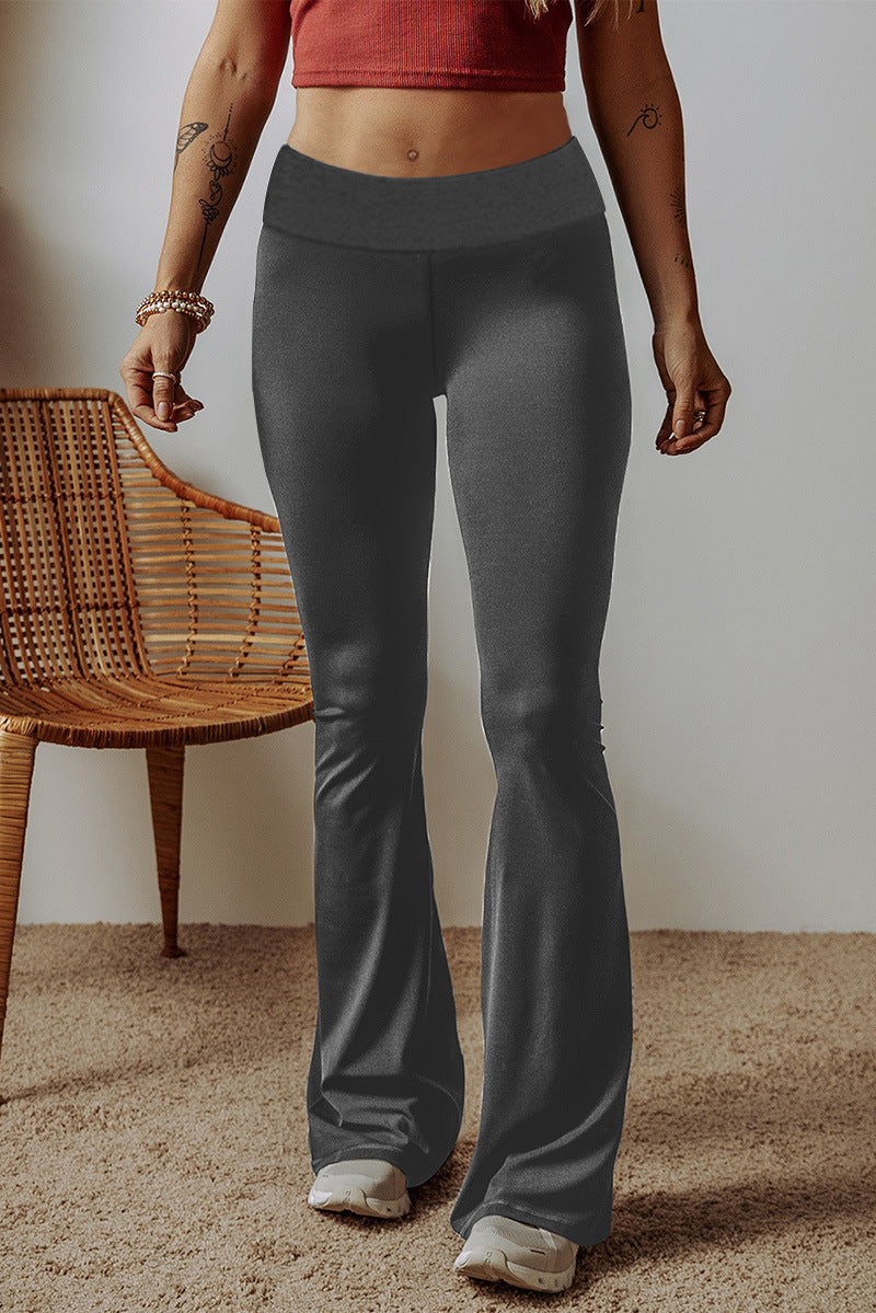 Damen High-Waist Flare-Hosen aus Stretch-Jersey mit weitem Schlag Drune