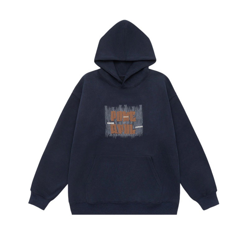 Unisex Oversized Kapuzenpullover mit Kängurutasche und markantem Frontprint Drune