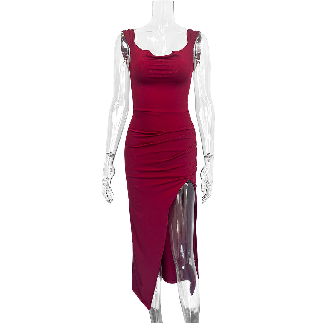 Damen Elegantes Wickelkleid mit hohem Schlitz und figurformendem Schnitt Drune
