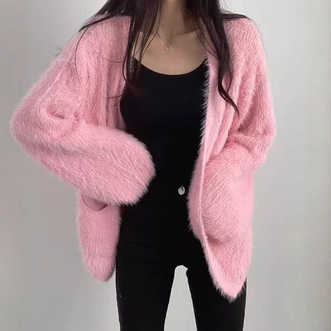 Damen luftige Strickjacke mit innovativen Taschen Drune