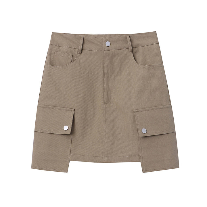Damen Utility-Rock mit praktischen Taschen und hohem Bund Drune