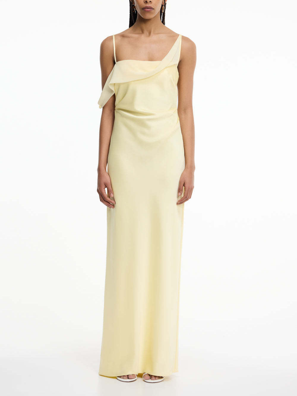 Damen Elegantes Maxikleid mit asymmetrischem Oberteil und fließendem Schnitt Drune