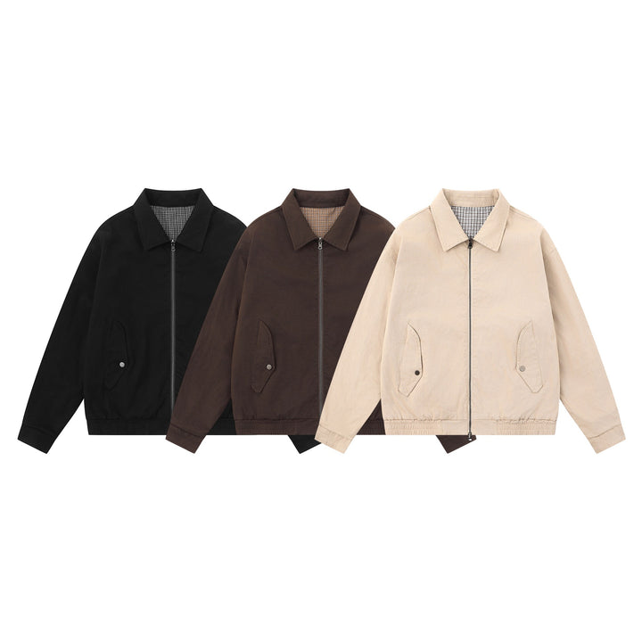 Herren Boxy-Canvas-Blousonjacke mit Reißverschluss, Pattentaschen und elastischem Saum Drune
