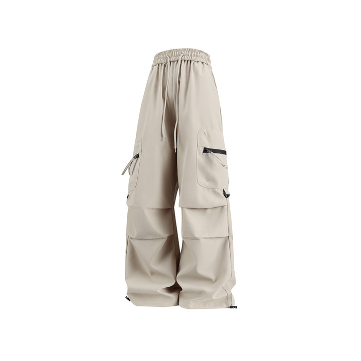 Damen Weite Cargo‑Schlaghose mit hohem Elastbund, Multitaschen und verstellbarem Saum Drune