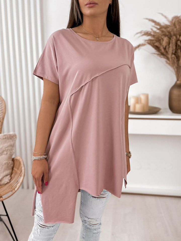 Damen asymmetrisches Oberteil mit eleganter Drapierung Drune