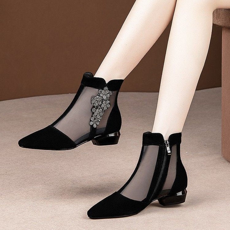 Damen Elegante transparente Stiefeletten mit funkelndem Schmuckdetail Drune