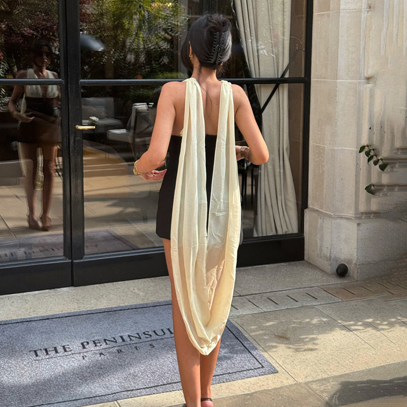 Damen Wickelminikleid mit aufregenden Trägern und figurbetonter Silhouette Drune