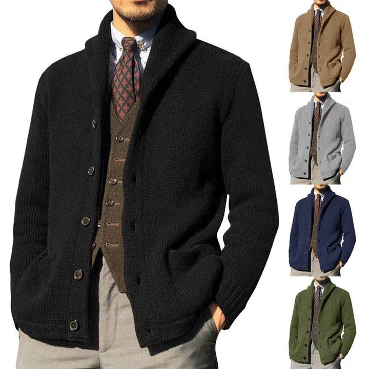 Herren Strickjacke mit modernem Stehkragen und praktischen Knöpfen Drune