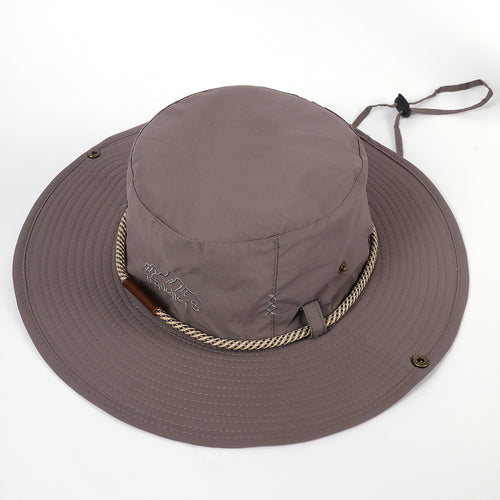 Damen Sonnenhut mit breiter Krempe und integriertem Nackenband Drune