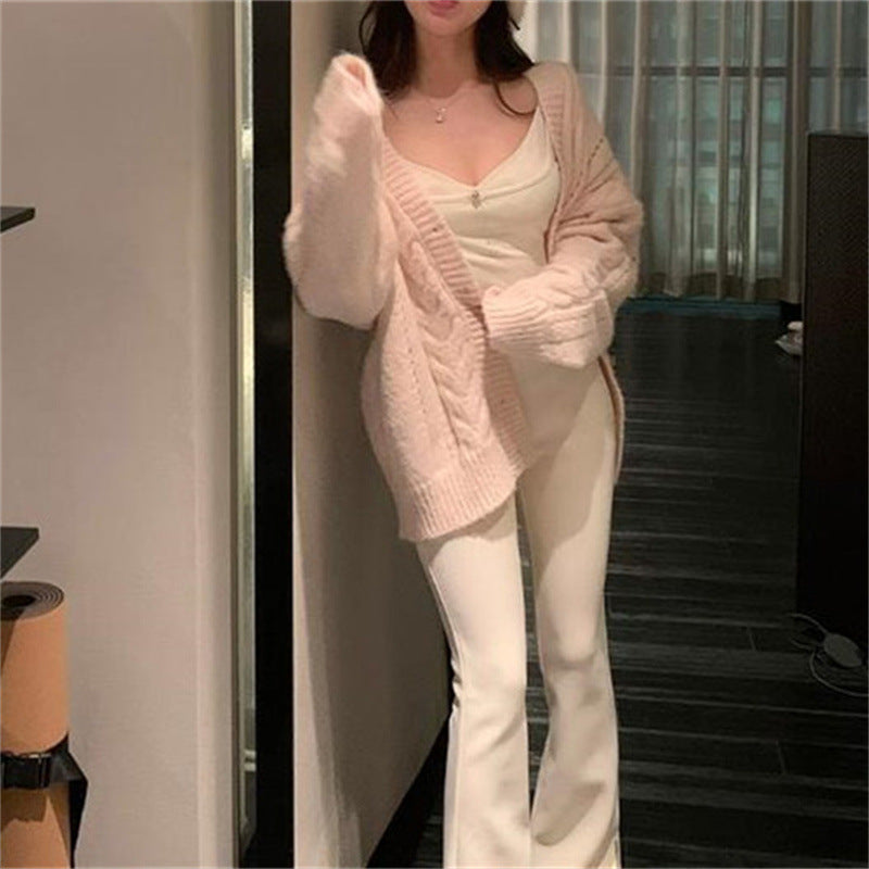 Damen Strickjacke mit Zopfmuster und knöpfbarem Verschluss Drune