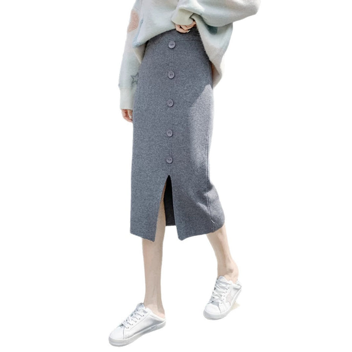 Damen Eleganter Maxi-Rock mit Knopfdetails und Schlitz Drune