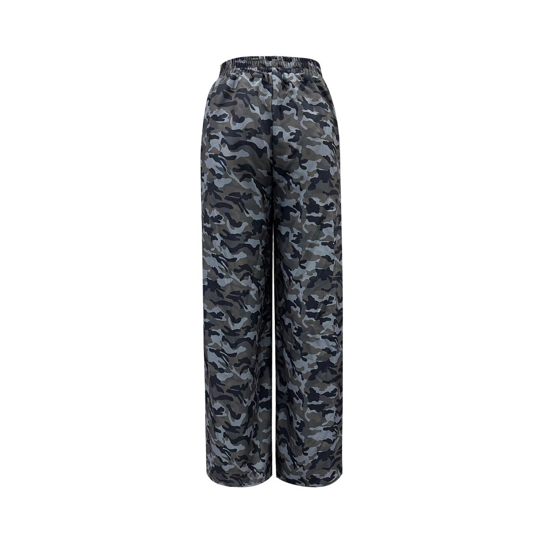Damen weite Cargo-Hose mit modernem Camouflage-Print Drune