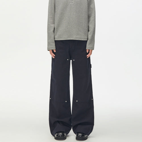 Herren Extraweite Canvas-Utility-Hose mit geteilten Beinen und Druckknopf-Details Drune