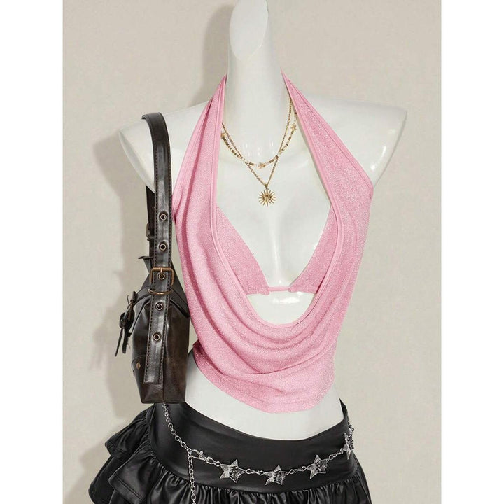 Damen Elegantes Cross-Over-Top mit tiefem Ausschnitt Drune