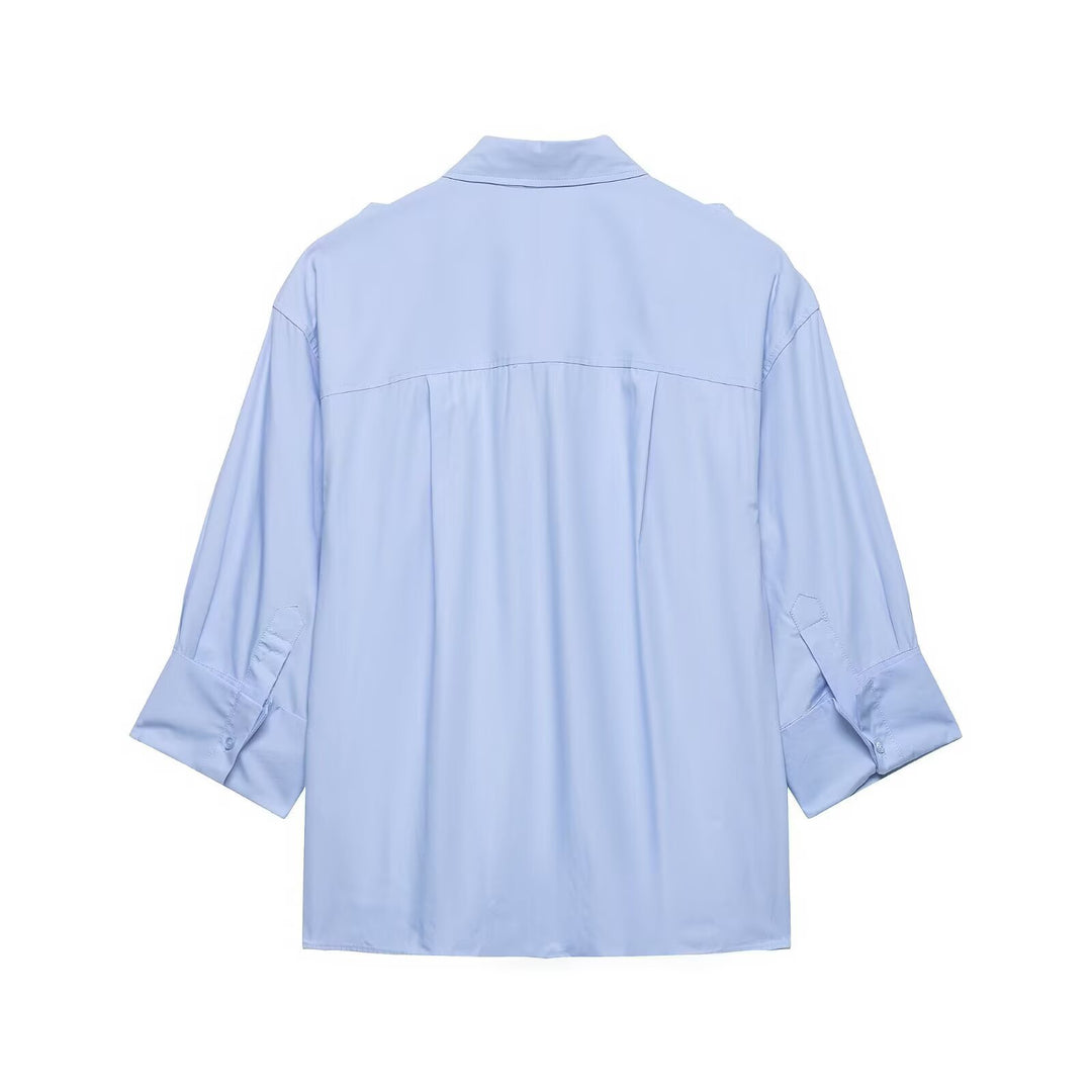 Damen Oversize-Hemdbluse im Utility‑Stil mit Epauletten und Pattentaschen Drune