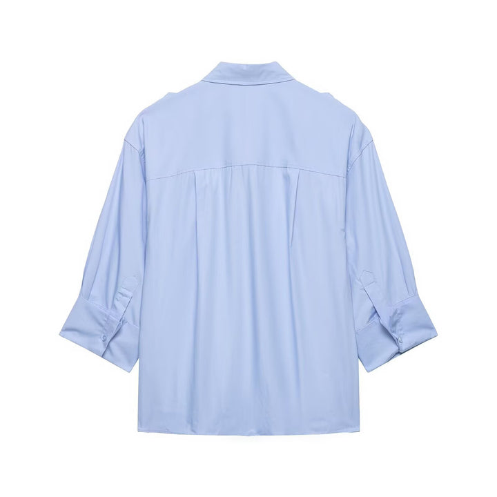 Damen Oversize-Hemdbluse im Utility‑Stil mit Epauletten und Pattentaschen Drune