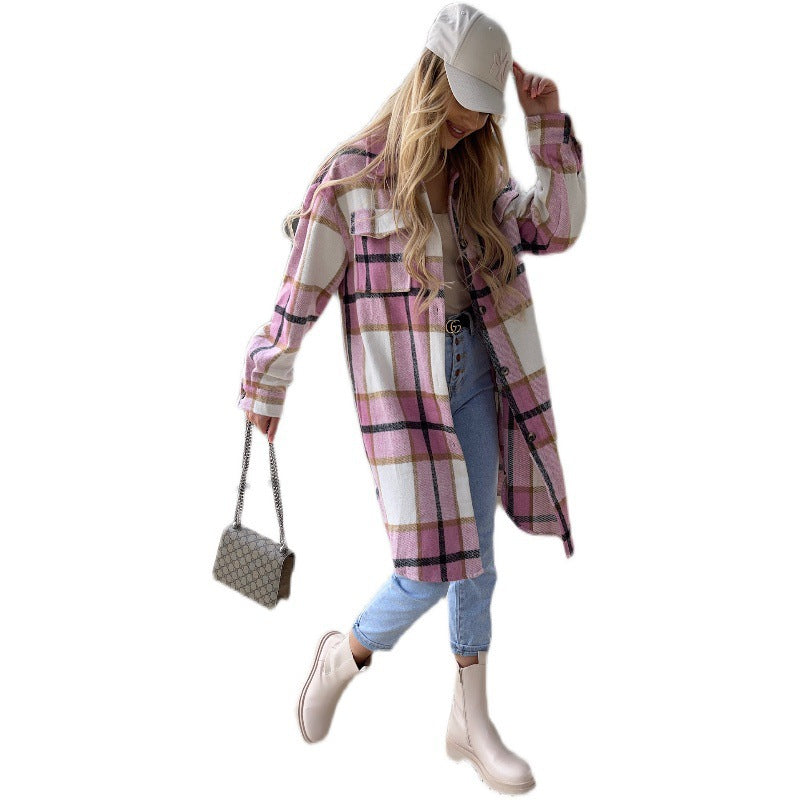 Damen Oversized-Hemdjacke im klassischen Karomuster Drune