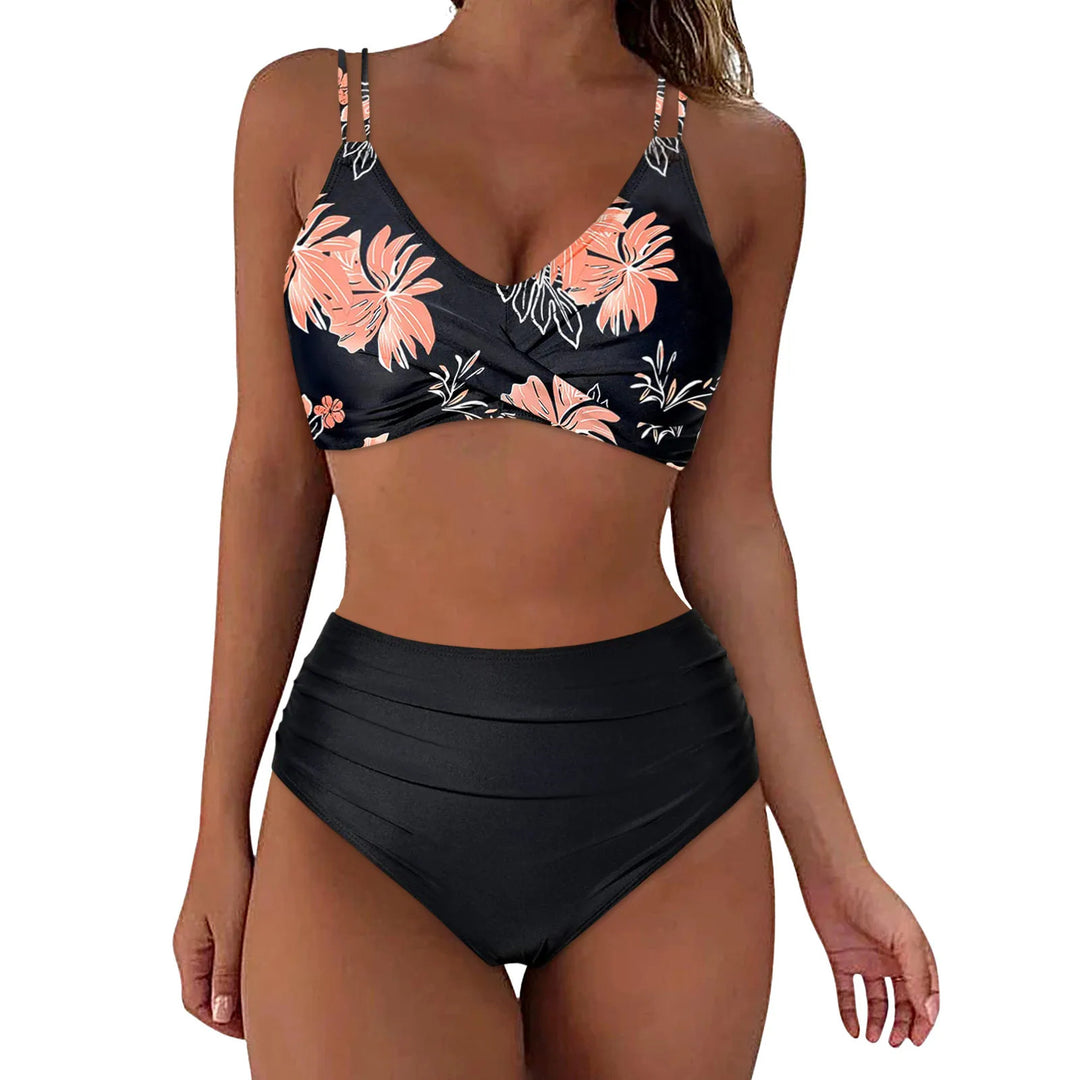 Damen Trendiger Hochschnitt-Bikini mit Raffung Drune