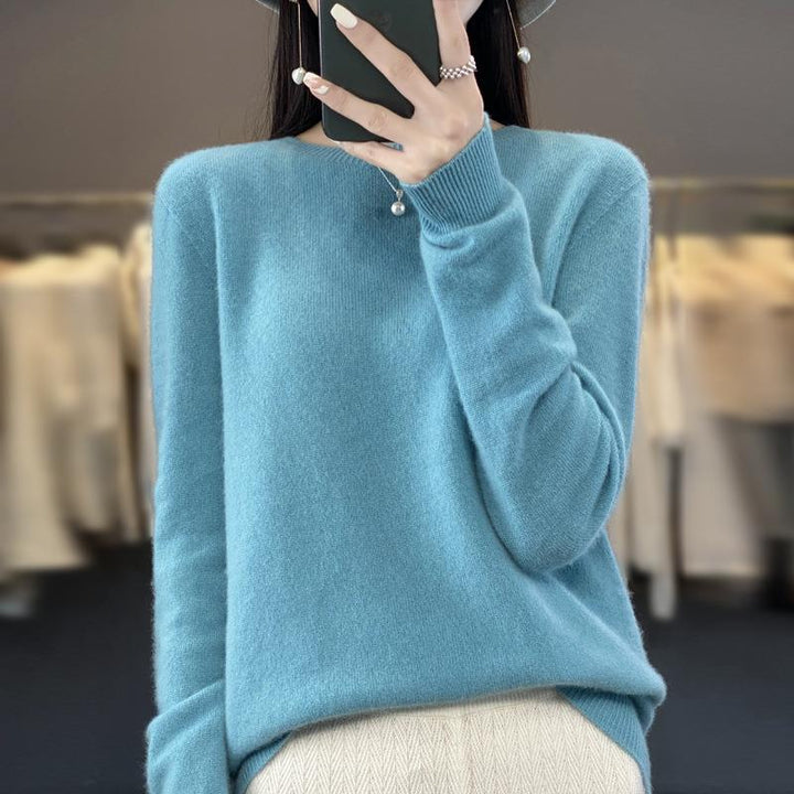 Damen Lockerer Feinstrick-Pullover mit Rundhalsausschnitt und flauschiger Angora-Optik Drune
