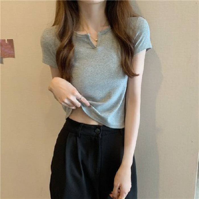 Damen Cropped T-Shirt mit figurbetontem Schnitt und modernen Akzenten Drune