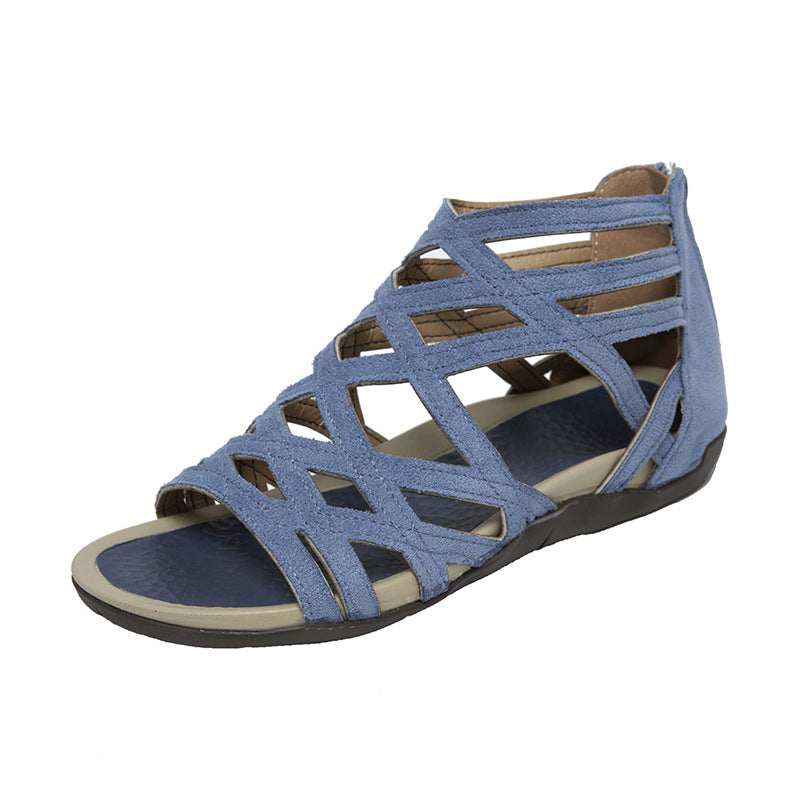 Damen  Riemchen-Sandalen mit geflochtenem Gitterdesign, gepolstertem Komfortfußbett und praktischem Fersenreißverschluss Drune