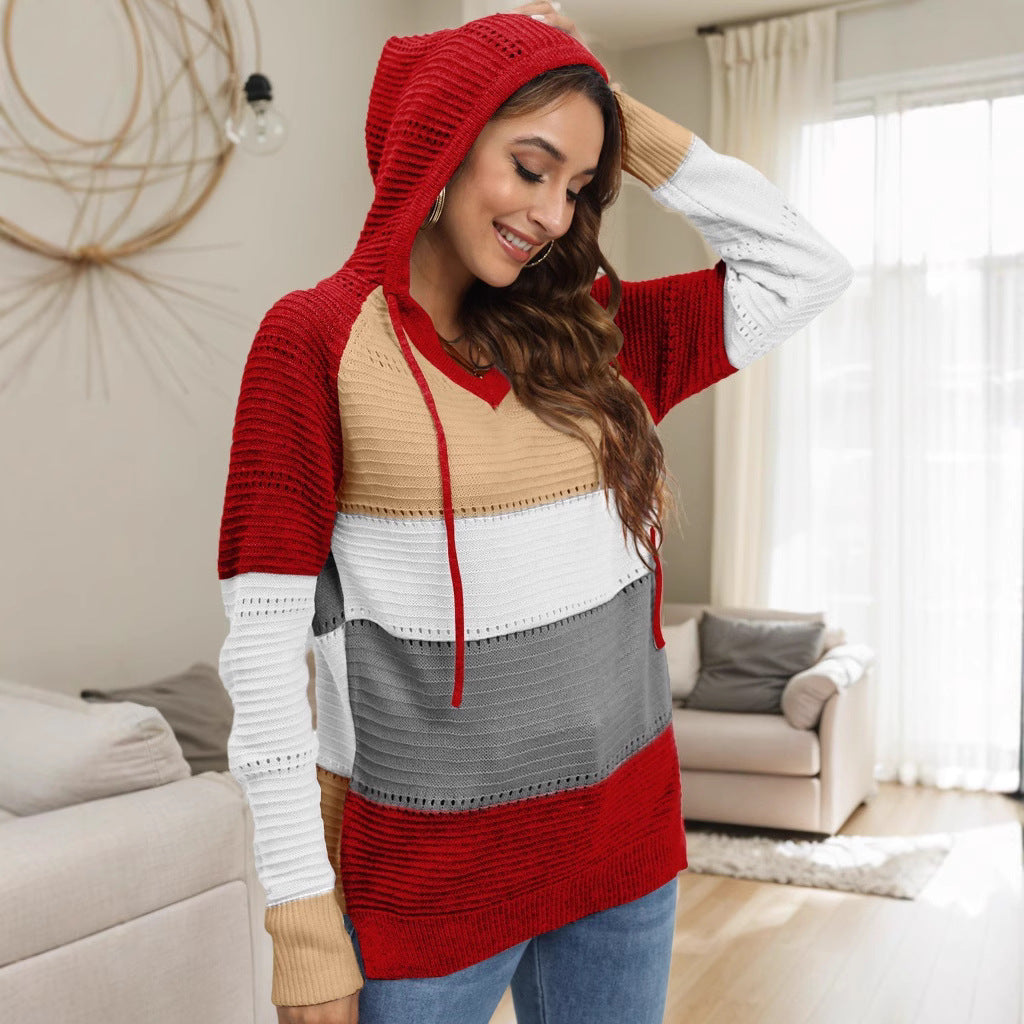 Damen Layered Kapuzenpullover mit atmungsaktiver Struktur und modischem Farbblockdesign Drune