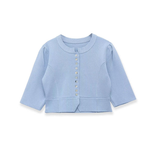 Damen elegantes Cardigan mit feinem Rippenmuster und dekorativen Knöpfen Drune