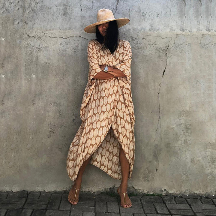 Damen Relaxed Fit Bindeband Strandkleid Drune