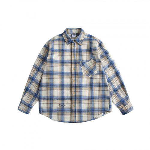 Herren Karierter Oversize-Hemd aus weichem Flanell mit Brusttasche und Rundsaum Drune