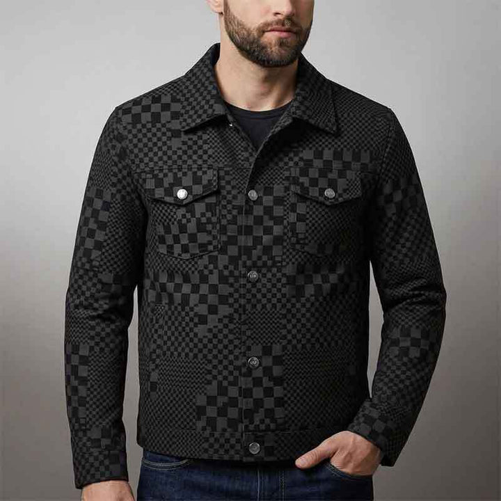 Herren Modische Steppjacke mit einzigartigem Karomuster Drune