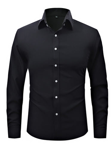 Men's  slim fit long sleeve stretch cotton dress shirt with spread collar Drune