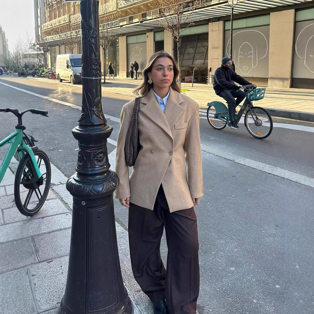 Damen Oversized Blazerjacke mit doppelter Knopfleiste und modischen Details Drune
