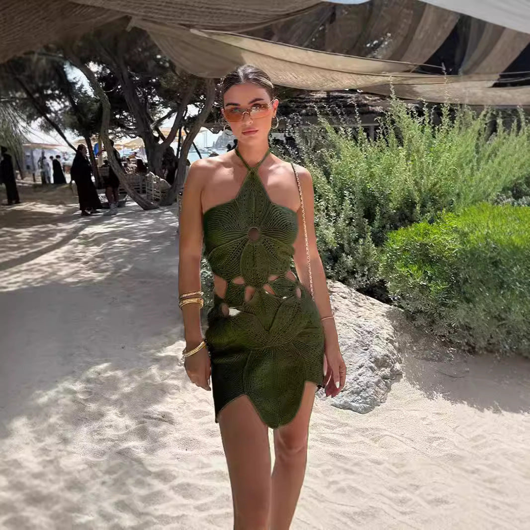 Damen Häkelkleid mit Cut-Outs und Blumenmuster Drune