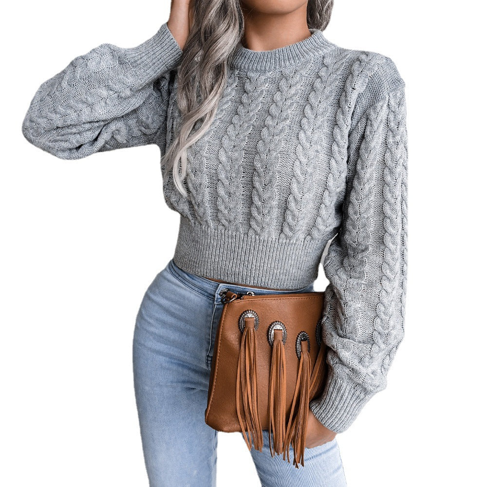 Damen Grobstrickpullover mit elegantem Zopfmuster und tailliertem Schnitt Drune