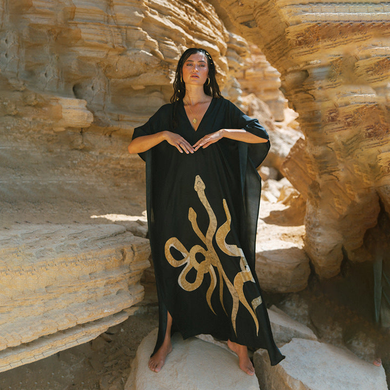 Damen Maxi-Kleid mit einzigartigem Schlangen-Design Drune