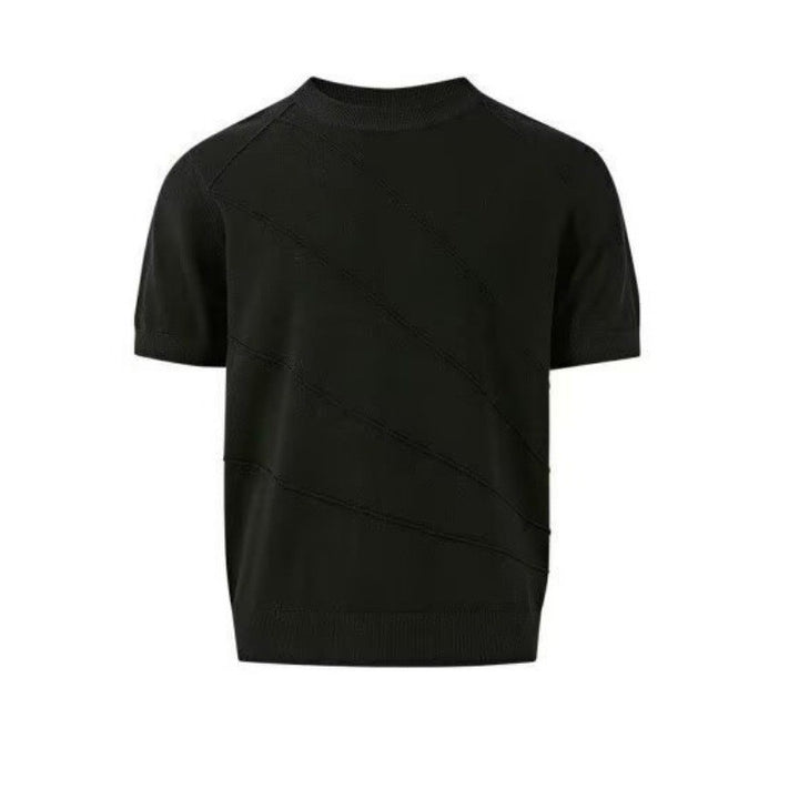 Herren Modisches Strick-T-Shirt mit Rundhalsausschnitt Drune
