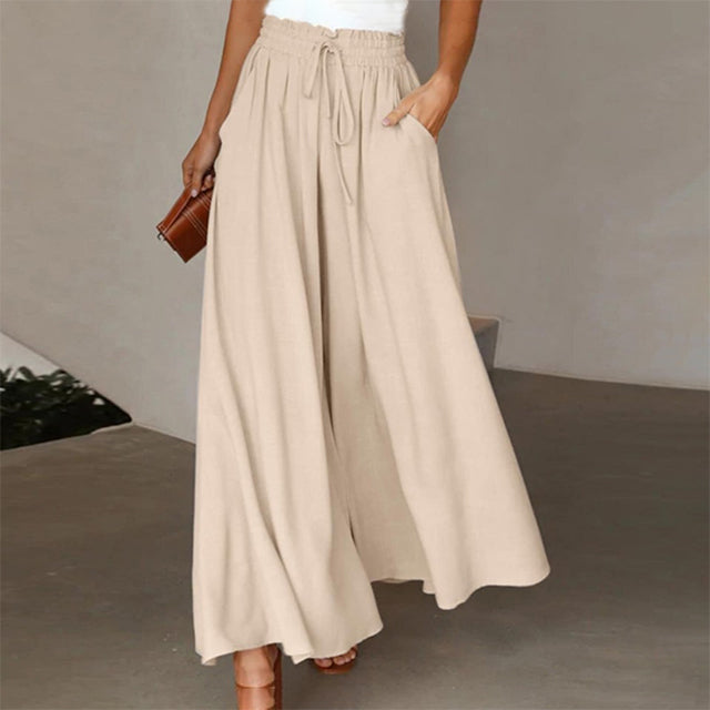Drune | Leichte Damen Leinenhose mit Weitem Bein für Frühling und Sommer
