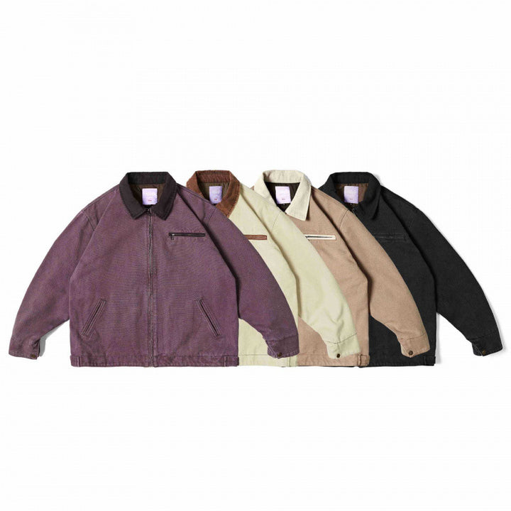 Unisex Weit geschnittene Blousonjacke im Worker‑Look mit Cordkragen und Brustreißverschluss Drune