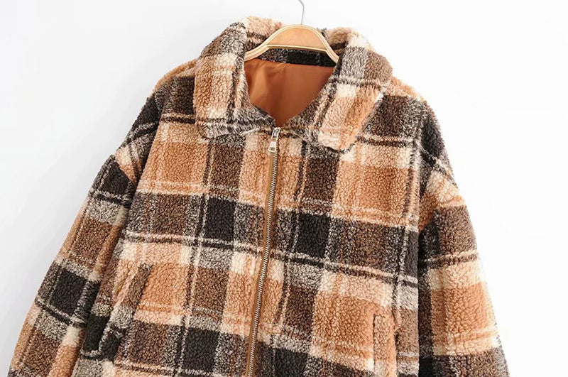 Damen Kuschelige Flanelljacke im karierter Design Drune