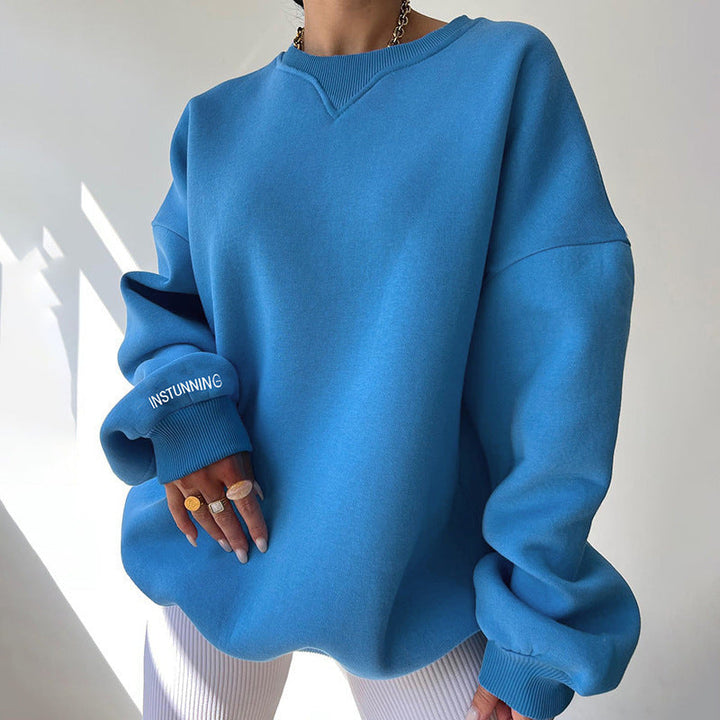 Damen lässiger Oversized Sweatshirt mit Raglanärmeln und besonderen Detailnähten Drune
