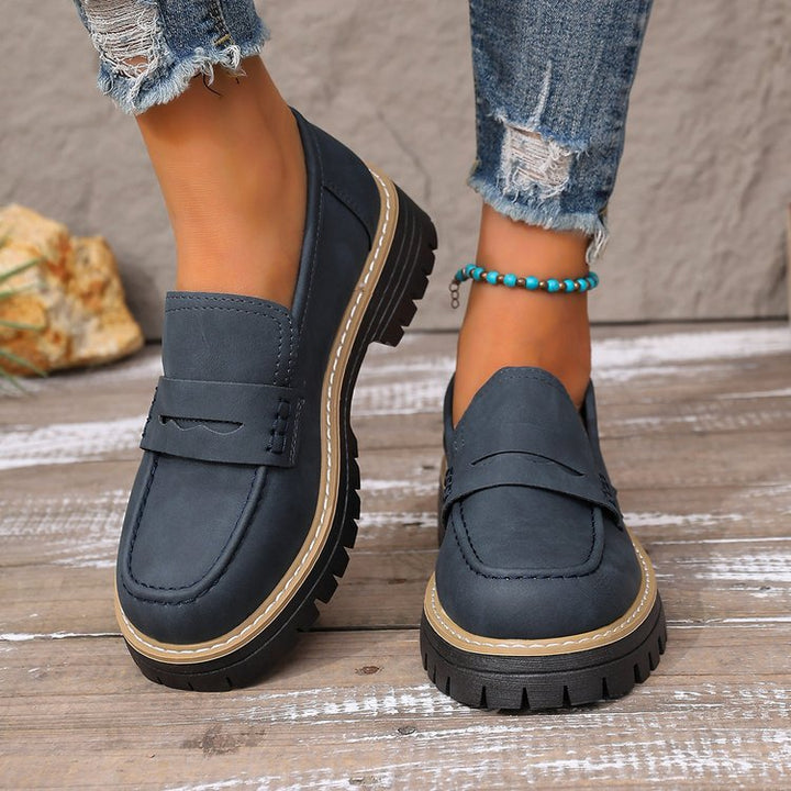 Damen Plateau-Loafer mit profilierter Gummisohle und Mokassin-Detail Drune