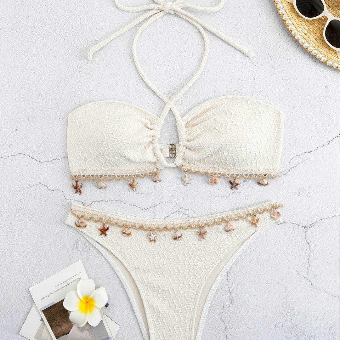 Damen Bikini-Set mit elegantem Bund und detailreichen Muscheldekoren Drune