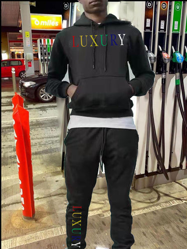 Herren Sportliches Kapuzenoberteil und Jogginghose Set mit modischem Schriftzug Drune