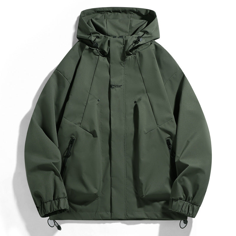 Herren wind- und wasserabweisende Kapuzenblouson mit ergonomischen Nähten, verstellbarem Saum und sicheren Reißverschlusstaschen Drune