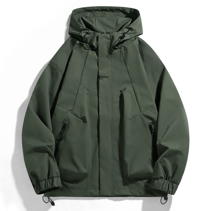 Herren wind- und wasserabweisende Kapuzenblouson mit ergonomischen Nähten, verstellbarem Saum und sicheren Reißverschlusstaschen Drune