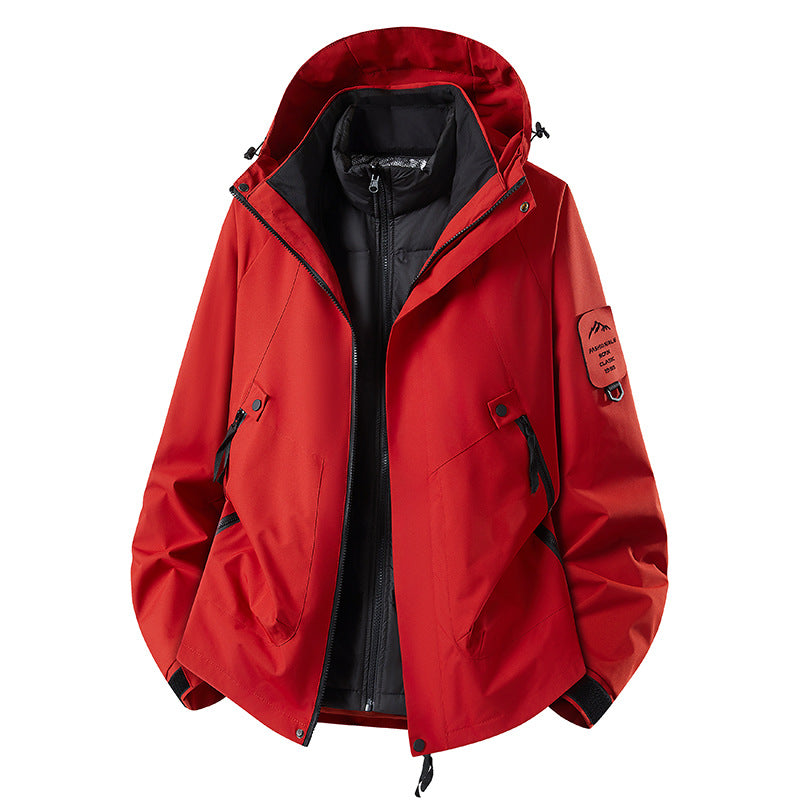 Herren Zwei-in-eins Wetterschutzjacke mit abnehmbarer Steppweste und verstellbarer Kapuze Drune
