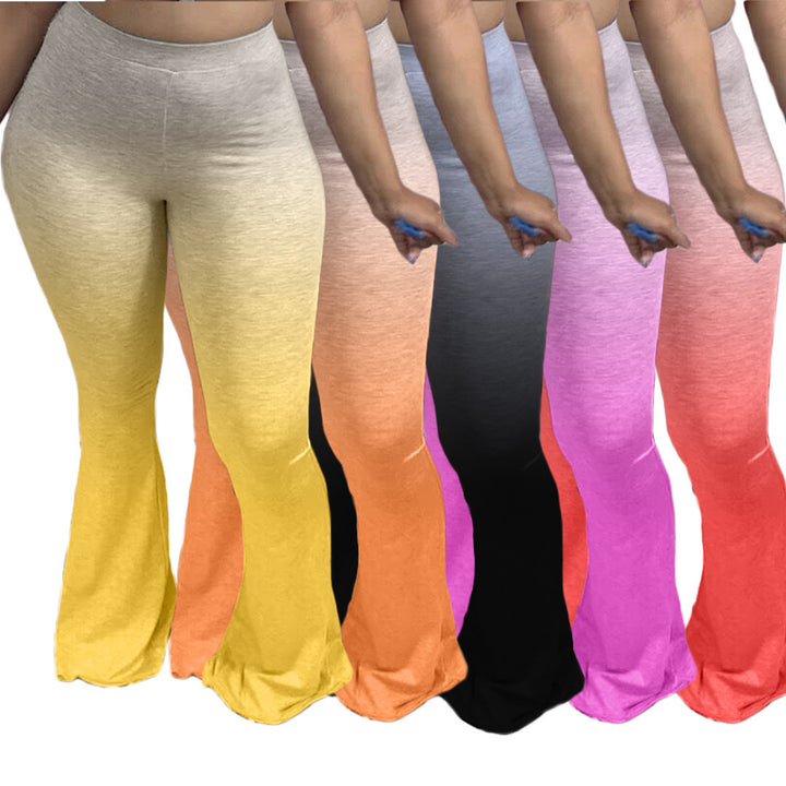 Damen Sportliche Flared Leggings mit Farbverlauf Drune