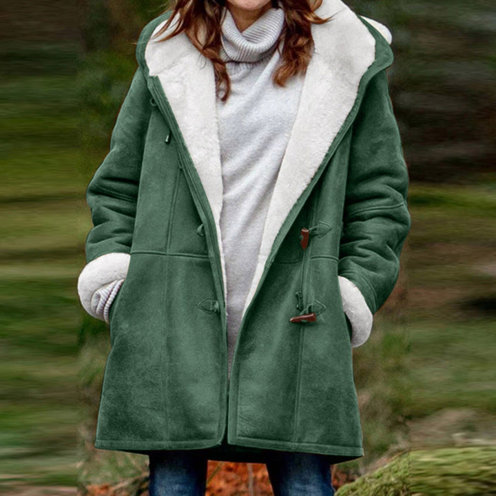 Damen Teddygefütterter Dufflecoat mit Kapuze, Kunstfell-Innenfutter und Knebelverschlüssen Drune