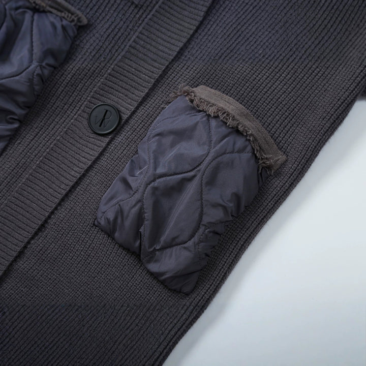 Damen Strick-Mantel mit gesteppter Kapuze und wattierten Taschen Drune